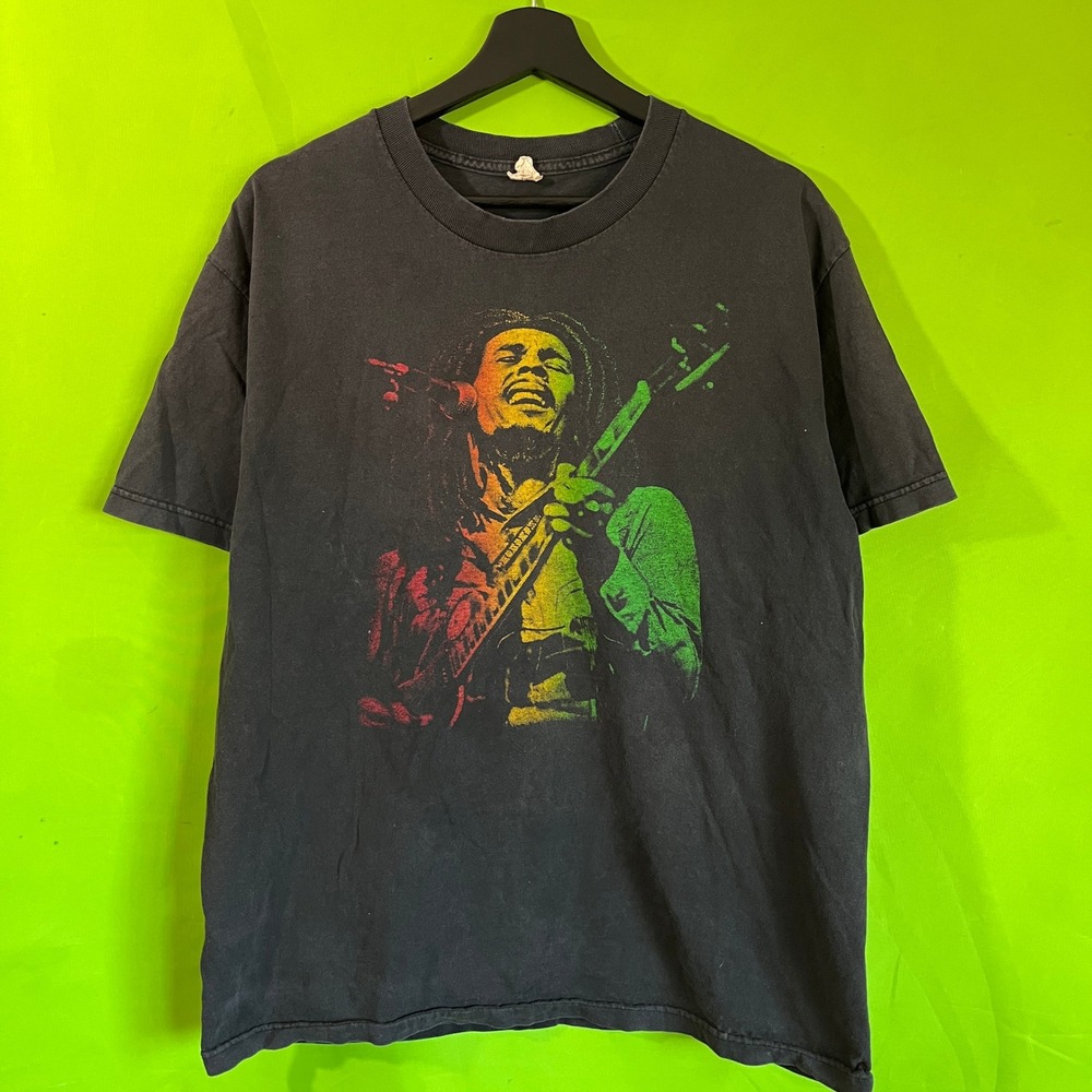 Bob Marley Vintage Graphic T-Shirt Black Rasta Reggae Band Tee Large